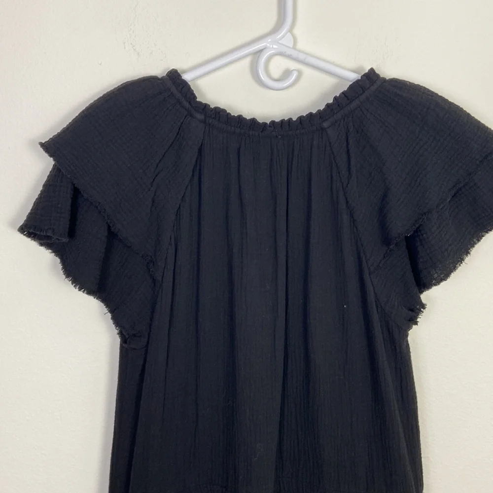 NWT Sundays Reese Dress Women's S Gauze Split Neck Cinched Waist Summer Coastal - Picture 10 of 12